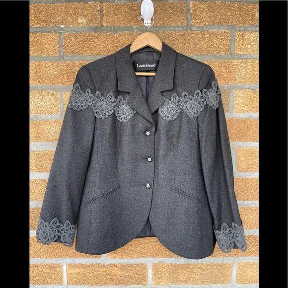 Louis Feraud Virgin wool floral embroidery jacket size 12 - Picture 6 of 13
